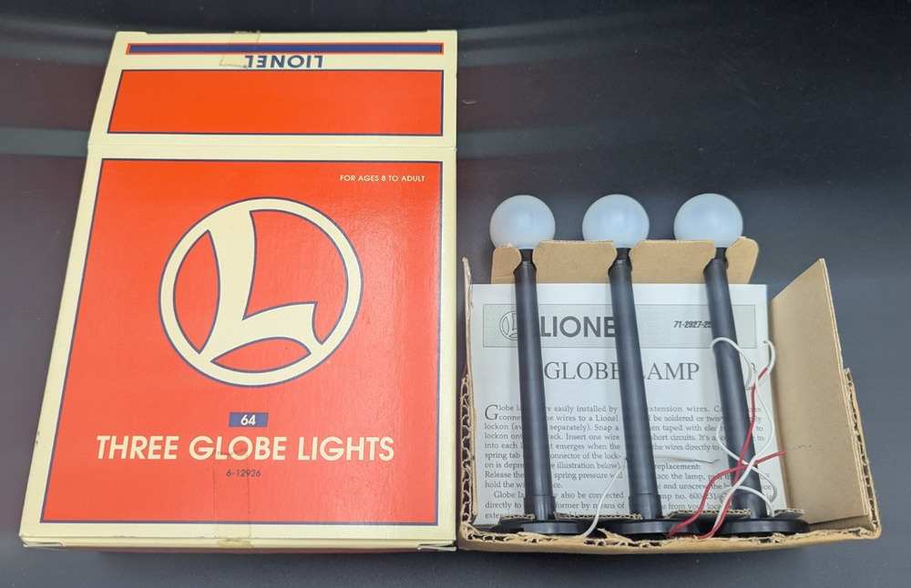 Lionel Three Globe Lights O Gauge #6-12926 No.64 Untested